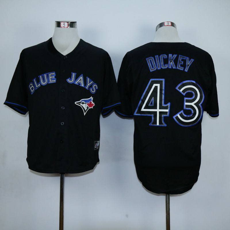 Men Toronto Blue Jays 43 Dickey Black MLB Jerseys